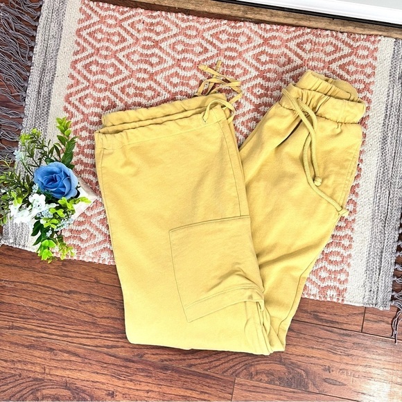 Zara Cargo Green Sheen Wide Leg High Waisted Plush Cotton Sweatpants Small - Picture 16 of 16